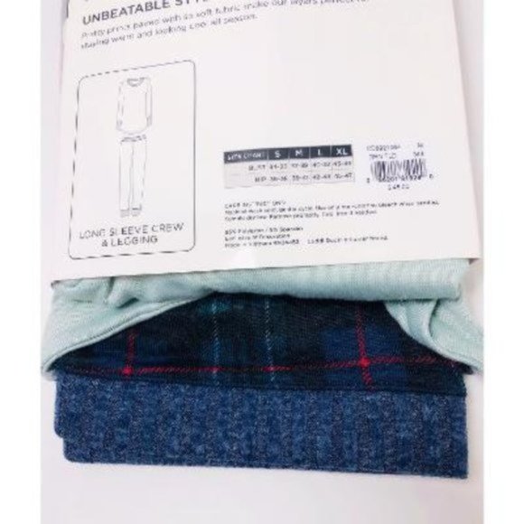 SOLD Cuddl Duds Womens Green Cozy Long Sleeve Crew and Leggings PJS Set Sz S NWT - Picture 4 of 6